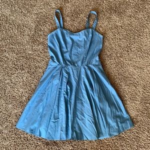 Pink martini faux denim dress